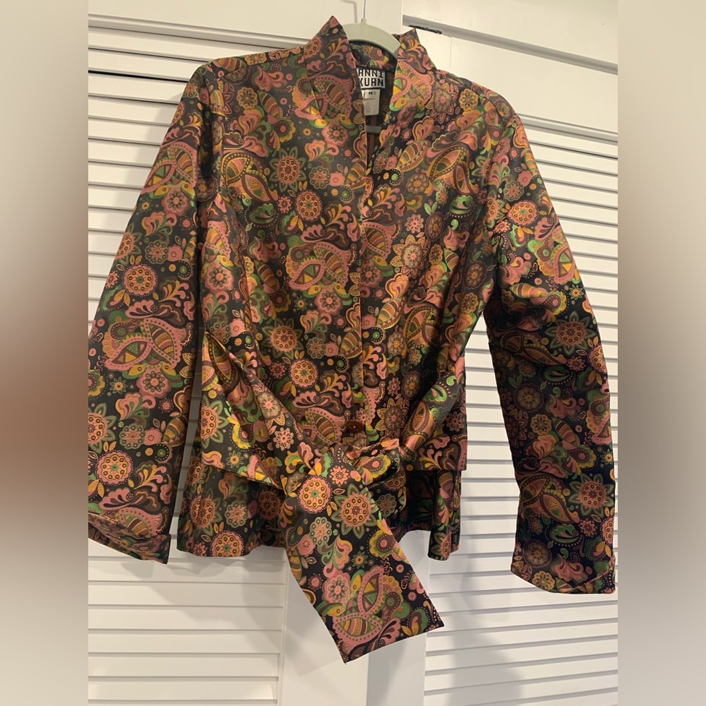 Vintage Brocade Anni Kuani blazer size medium Made in NYC lawyer preppy career